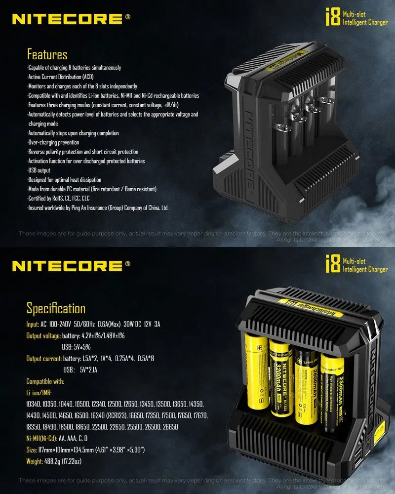 Chargeur Intellicharger Nitecore I8 NYCTALOPE