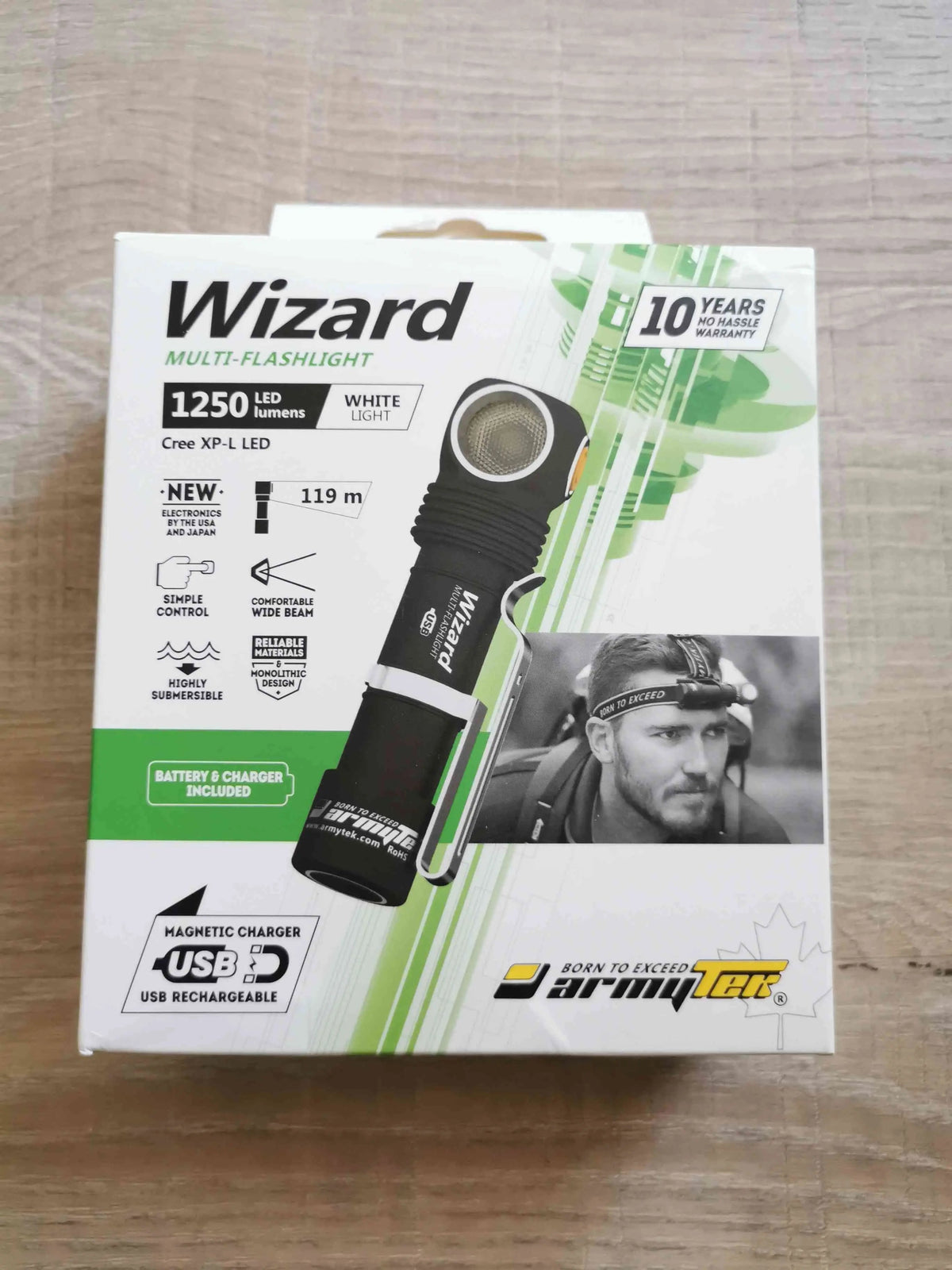 KIT ULTRA TRAIL Lampe Frontale Armytek Wizard Magnet USB XP-L - 1120/1250 Lumens - NYCTALOPE