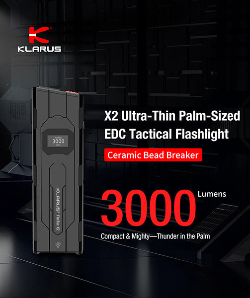 Lampe Torche FlatTac Klarus X2 - 3000Lumens rechargeable USB-C - Ultra fine NYCTALOPE