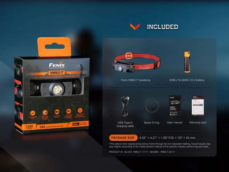 Lampe Frontale Fenix HM62T M Magma - 1200 Lumens NYCTALOPE