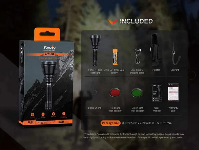 Lampe Torche Fenix HT18R - 2800 Lumens - Rechargeable longue portée NYCTALOPE