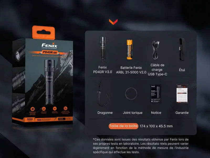 Lampe Torche Fenix PD40R V3.0 – 3000 Lumens NYCTALOPE
