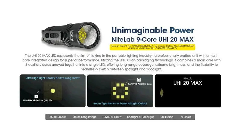 Lampe Torche Nitecore EDC31 - 3500 Lumens rechargeable - NYCTALOPE