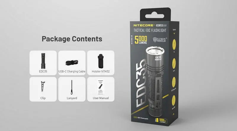 Lampe Torche Nitecore EDC35 - 5000 Lumens rechargeable NYCTALOPE