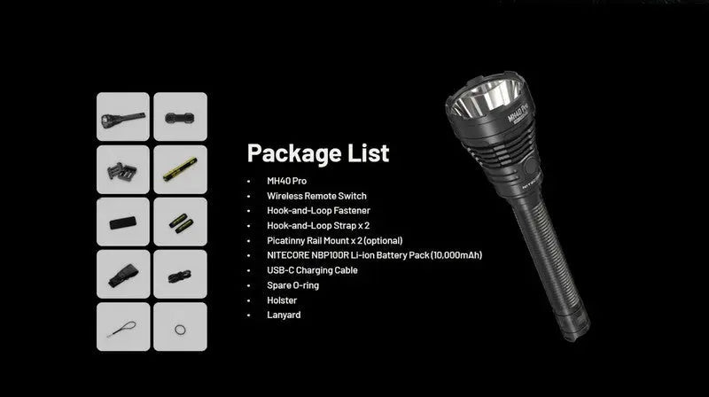 Lampe Torche Nitecore MH40 PRO - 3500 Lumens - Interrupteur sans fil NYCTALOPE