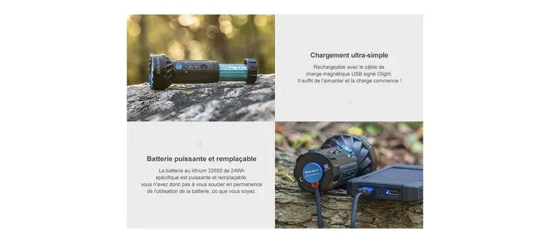 Lampe Torche Olight MARAUDER Mini NOIR - 7000 Lumens - Rechargeable NYCTALOPE