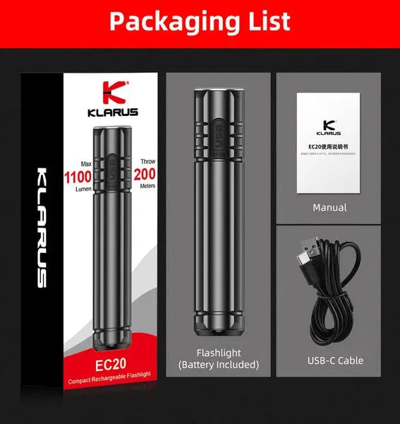 Lampe Torche Rechargeable Klarus EC20 – 1100 Lumens NYCTALOPE