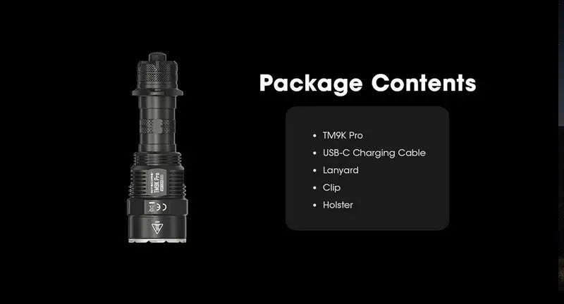 Lampe Torche Tactique Nitecore TM9K Pro 9900 Lumens rechargeable USB-C NYCTALOPE