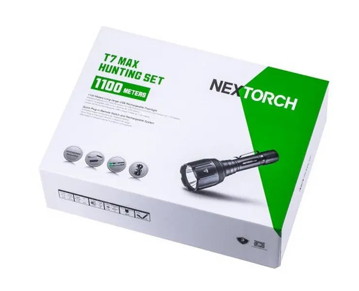 Lampe Torche tactique Nextorch T7 MAX SET - 1200 Lumens rechargeable - Kit chasse - portée 1100 mètres NYCTALOPE