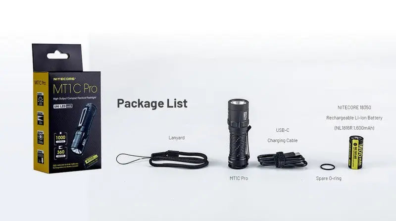 Lampe Torche tactique Nitecore MT1C PRO - 1800Lumens NYCTALOPE