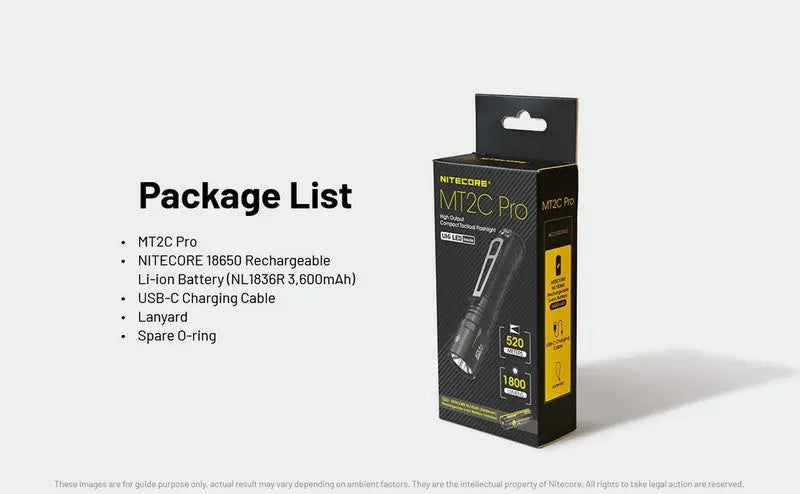 Lampe Torche tactique Nitecore MT2C PRO - 1800Lumens NYCTALOPE