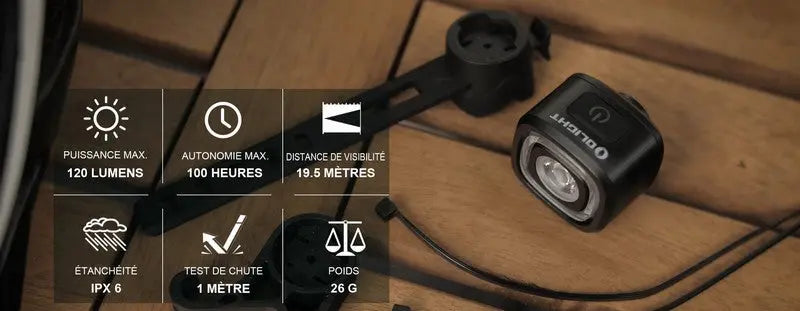 Lampe arrière pour Vélo et VTT Olight RN120C - 120 Lumens NYCTALOPE