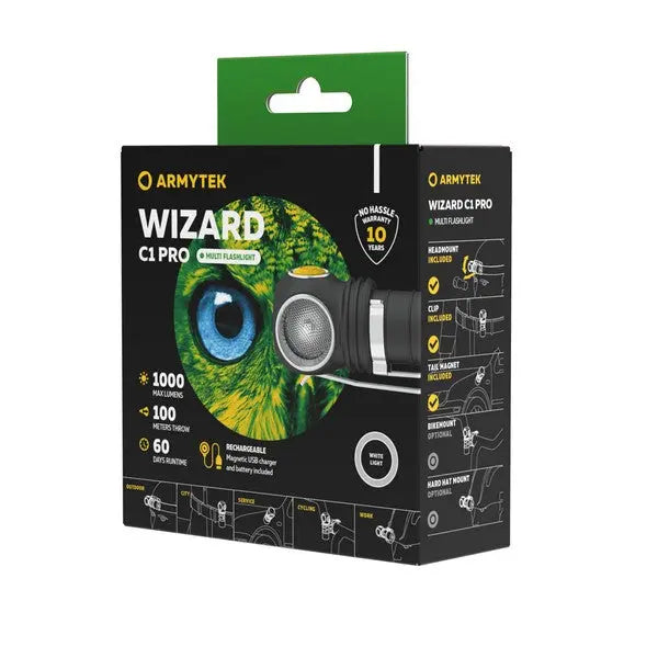Lampe frontale Armytek Wizard C1 PRO Magnet USB 1000/930 Lumens NYCTALOPE