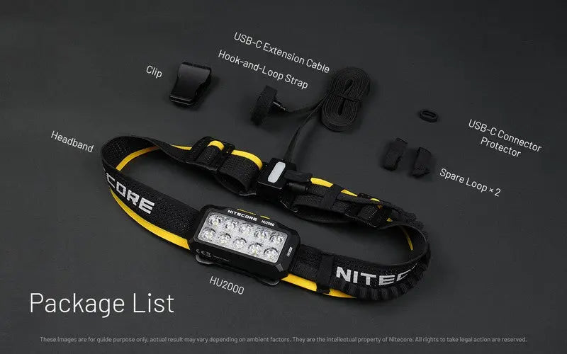 Lampe frontale Nitecore HU2000 - 2000 Lumens - S'alimente en USB-C NYCTALOPE