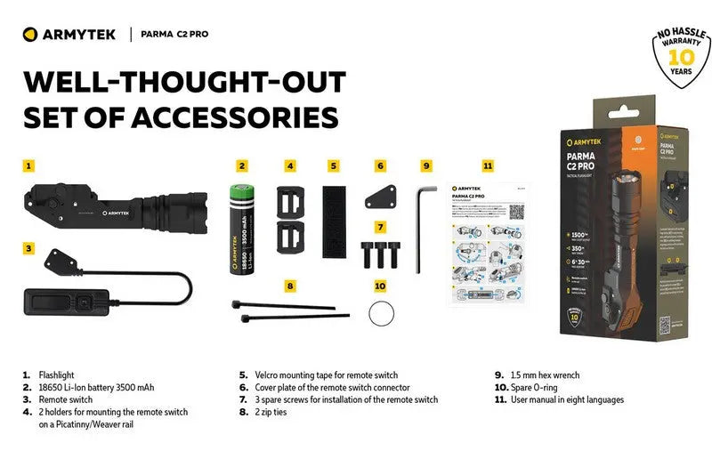 Lampe torche tactique Armytek Parma C2 Pro - 1500 Lumens NYCTALOPE