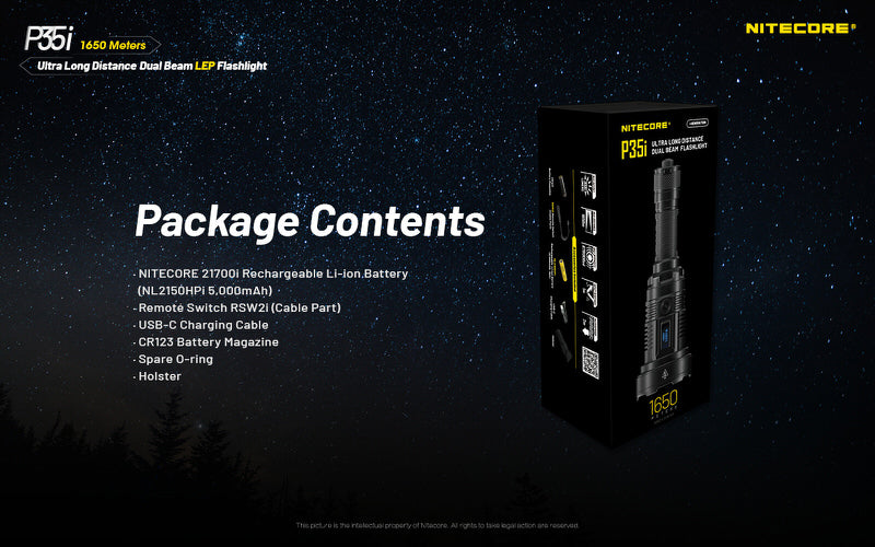 Lampe torche tactique laser Nitecore P35i LEP – 3000 Lumens NYCTALOPE
