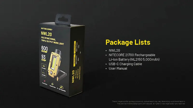 Lanterne de travail multifonctions Nitecore NWL20 – 600 Lumens NYCTALOPE