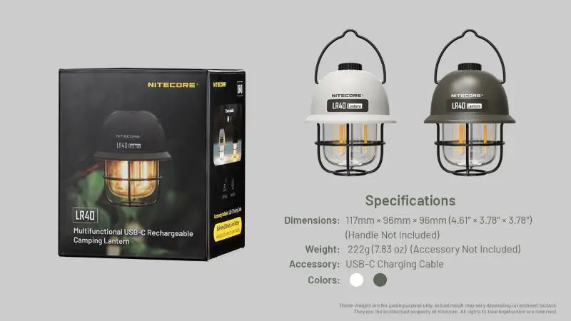 Lanterne rétro multifonction Nitecore LR40 Blanche – 100 Lumens – Rechargeable USB-C NYCTALOPE