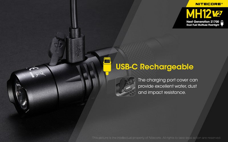 Lampe Torche Nitecore MH12 V2 – 1200 Lumens NYCTALOPE