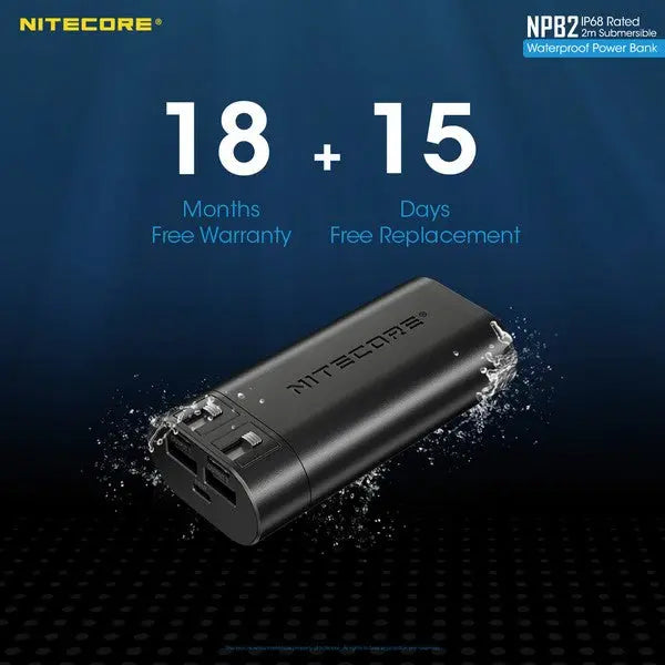 PowerBank Batterie Nitecore NPB2 – 10000mAh batterie externe frontale HU60 NYCTALOPE