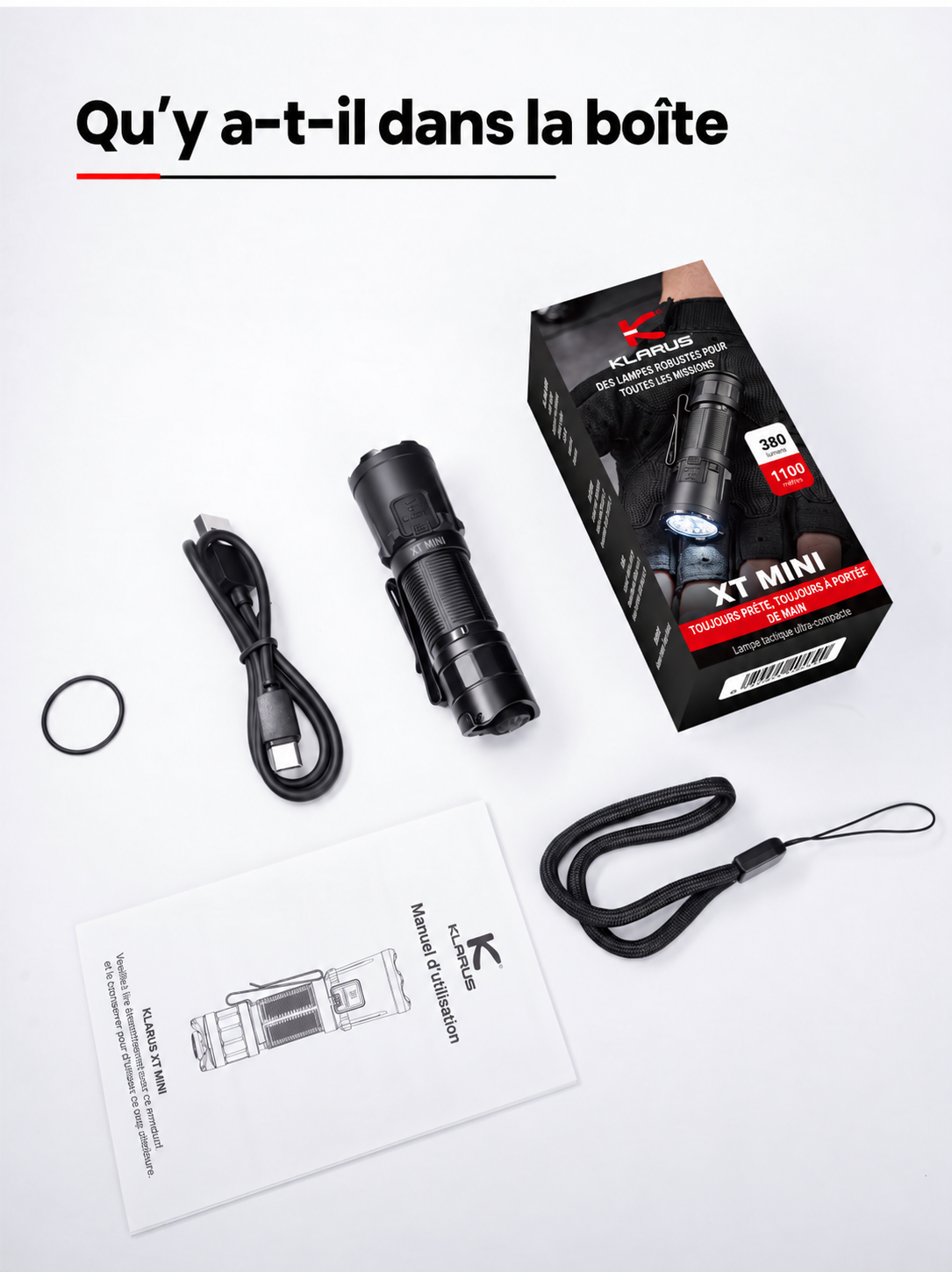 Klarus XT Mini - Lampe tactique compacte à double interrupteur arrière