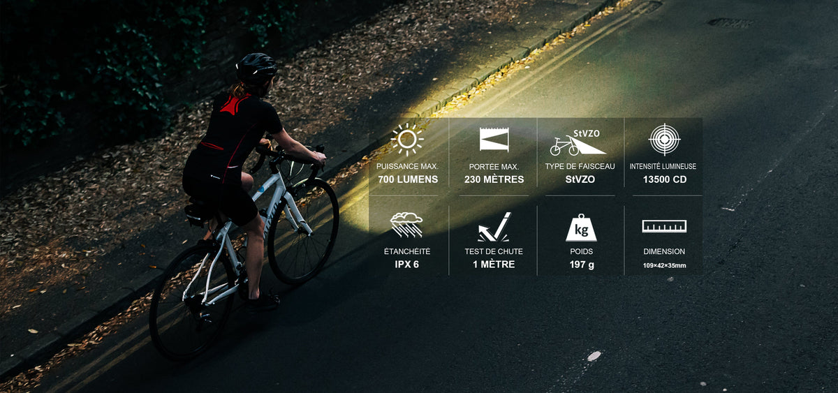 Lampe Vélo Olight Ray 150 STVZO - 700 Lumens 150 Lux NYCTALOPE