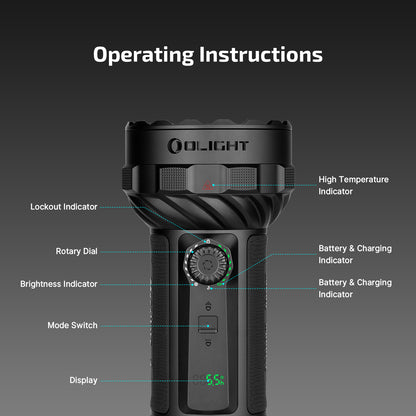 Olight Marauder 3 - Lampe torche LED rechargeable 25 000 lumens triple faisceau