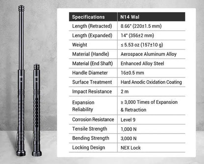Bâton matraque télescopique Nextorch NEX Walker 14’’  NYCTALOPE  