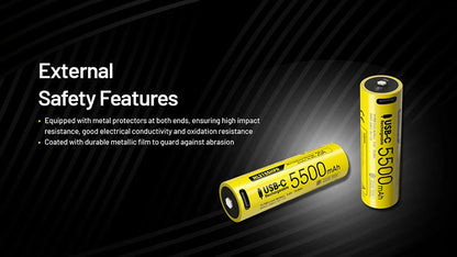 Batterie Nitecore NL2155HPR 5500mAh 3.6V li-ion protégée Haute Performance - port USB-C  NYCTALOPE  