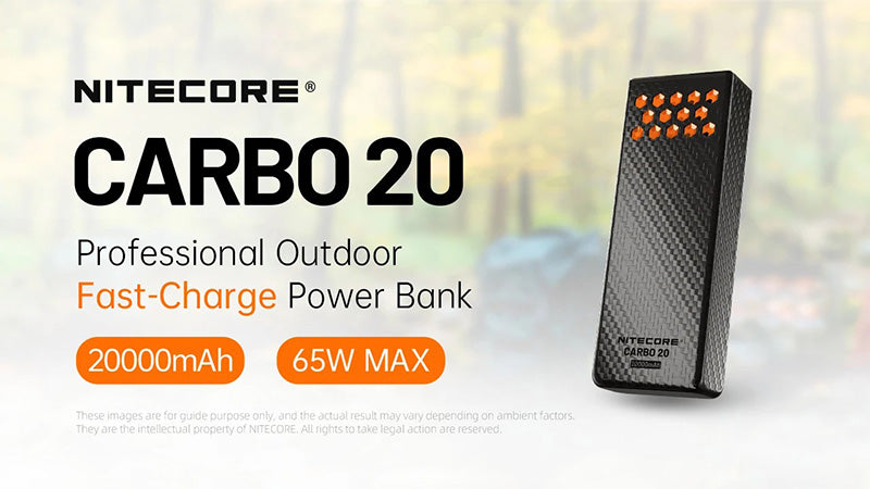 Powerbank Nitecore CARBO 20 - 20 000mAh - 65W - Charge Rapide Bidirectionnelle - IPX8