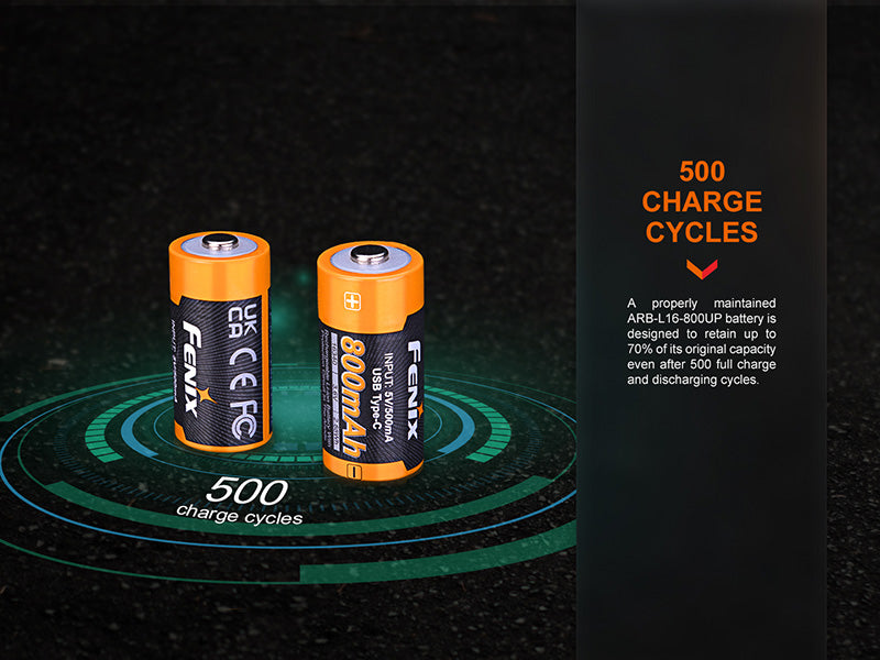 Batterie Fenix 16340 Li-ion 800mAh - ARB-L16-800UP - Micro USB  NYCTALOPE  