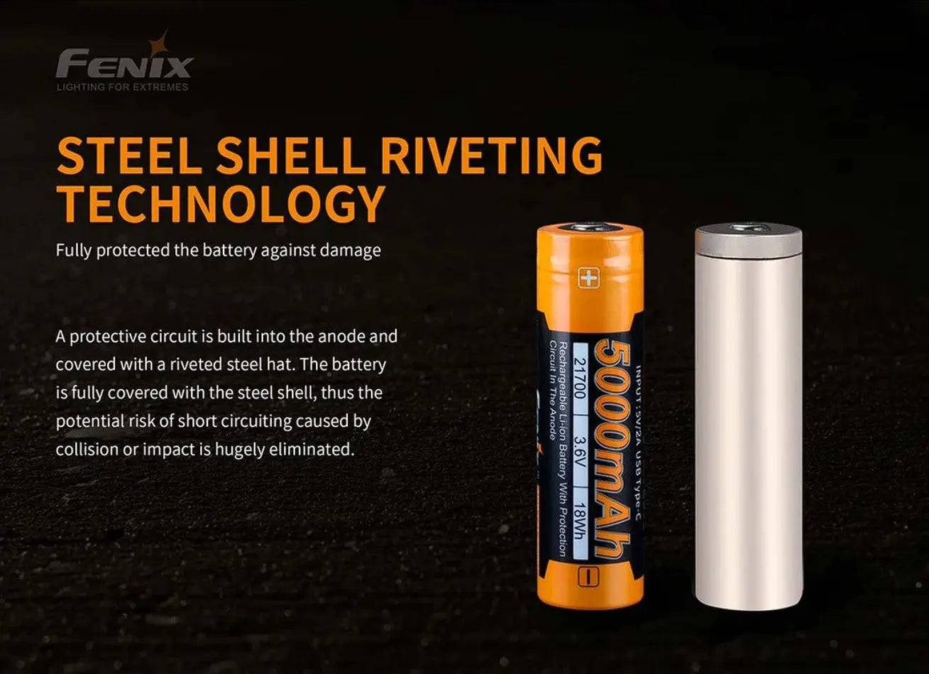 Batterie Fenix 21700 rechargeable – 5000 mAh 3.6V protégée Li-ion  NYCTALOPE  