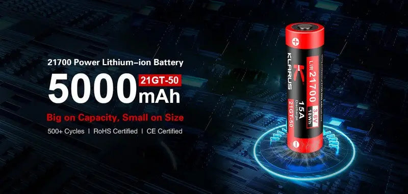 Batterie Klarus 21700 21GT-50 – 5000 mAh 3.6V protégée Li-ion - NYCTALOPE