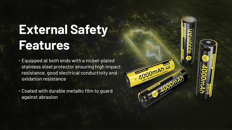 Batterie Li-ion Nitecore NL1840R 4000mAh 18650 Rechargeable - USB-C Intégré - Haute Densité Énergétique