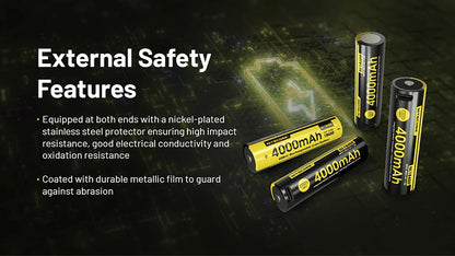 Batterie Li-ion Nitecore NL1840R 4000mAh 18650 Rechargeable - USB-C Intégré - Haute Densité Énergétique