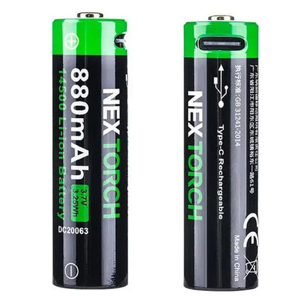 Batterie Nextorch 14500 - 880mAh - 3.7V protégée Li-ion USB-C  NYCTALOPE  
