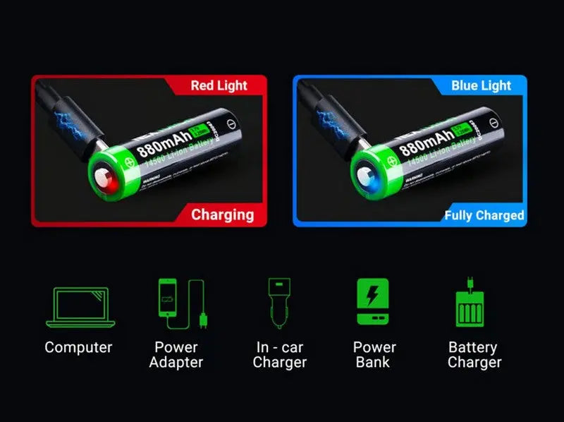 Batterie Nextorch 14500 - 880mAh - 3.7V protégée Li-ion USB-C  NYCTALOPE  