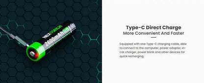 Batterie Nextorch 18650 - 2600mAh 3.6V protégée Li-ion USB-C  NYCTALOPE  