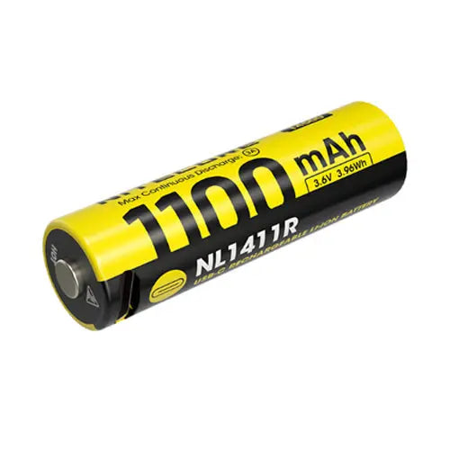 Batterie Nitecore NL1411R 14500 - 1100mAh rechargeable en USB-C  NYCTALOPE  