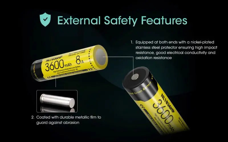 Batterie Nitecore NL1836HP 18650 – 3600mAh 3.6V protégée Li-ion  NYCTALOPE  