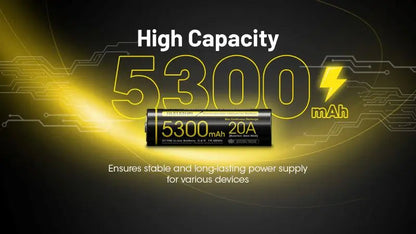 Batterie Nitecore NL2153HPi 21700 – 5300mAh 3.6V protégée Li-ion  NYCTALOPE  