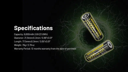 Batterie Nitecore NL2160HPi 21700 - 6000mAh 3.6V - protégée Li-ion - NYCTALOPE