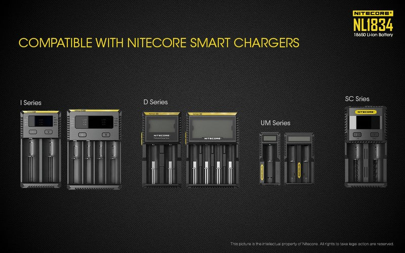 Batterie Nitecore NL1834 18650 – 3400mAh 3.7V protégée Li-ion  NYCTALOPE  
