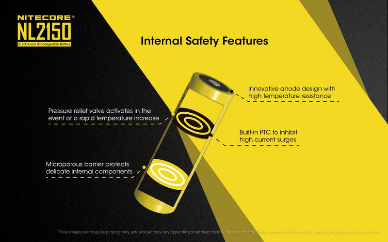 Batterie Nitecore NL2150 21700 – 5000mAh 3.7V protégée Li-ion  NYCTALOPE  