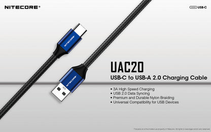 Câble de rechargement Nitecore UAC20 pour lampes et chargeurs  NYCTALOPE  