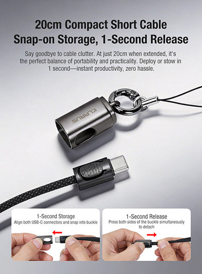 Câble USB-C dragonne Klarus KC01 65W - Transfert 480Mbps - Nylon Tressé