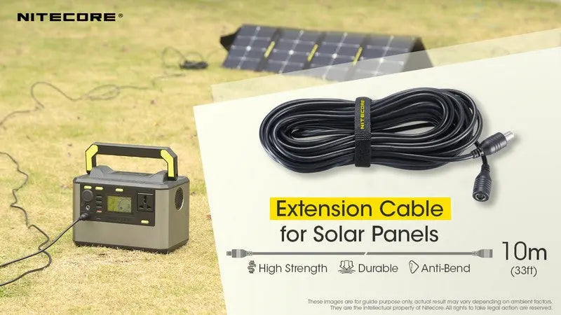Câble d’extension Nitecore pour panneau solaire FSP100 – 10 Mètres  NYCTALOPE  