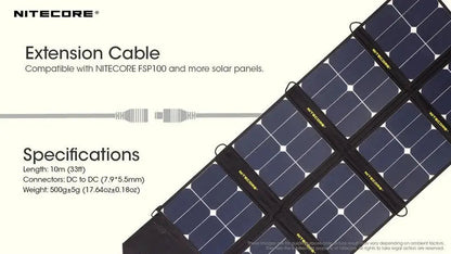 Câble d’extension Nitecore pour panneau solaire FSP100 – 10 Mètres  NYCTALOPE  