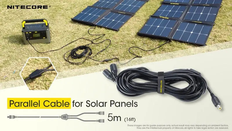 Câble parallèle Nitecore pour panneau solaire FSP100 – 5 Mètres double sorties  NYCTALOPE  