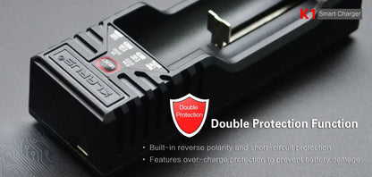 Chargeur Klarus K1 USB 1 baie 18650 Li-ion, Ni-MH, Ni-Cd et LiFePO4 - NYCTALOPE